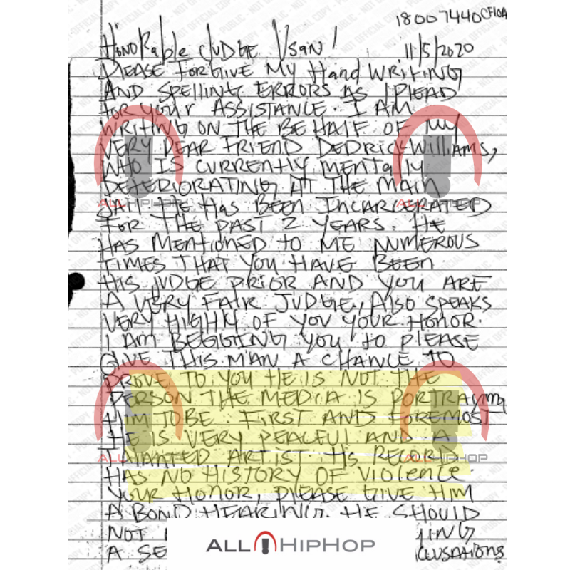 XXXTentacion's alleged killer's friend writes a letter to judge