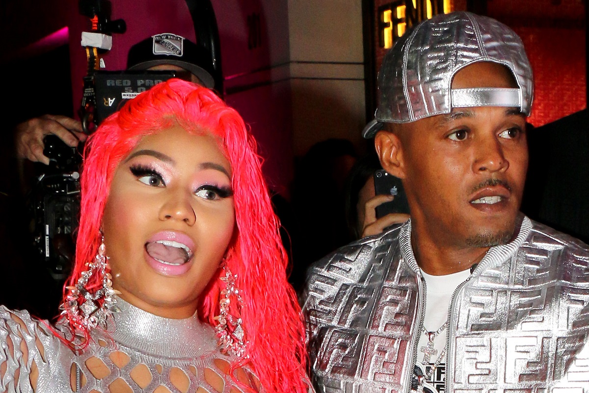Nicki Minaj and Kenneth Petty arrive at Fendi Prints On at Fendi in Beverly Hills