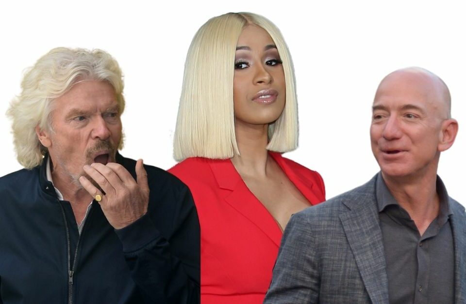 Richard Branson, Cardi B and Jeff Bezos