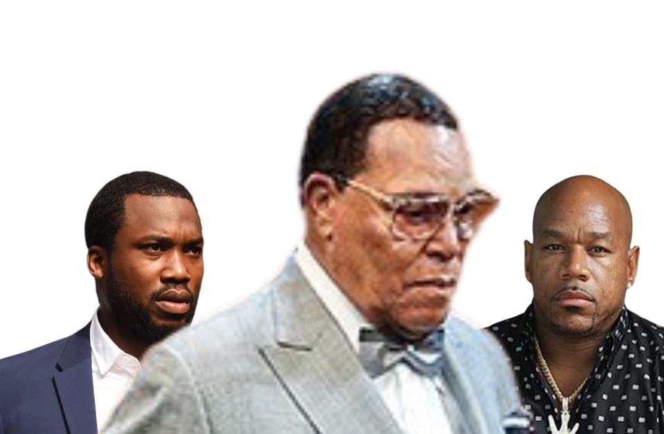 Meek Mill, Louis Farrakhan (Tasnim News Agency CC BY 4.0) and Wack 100