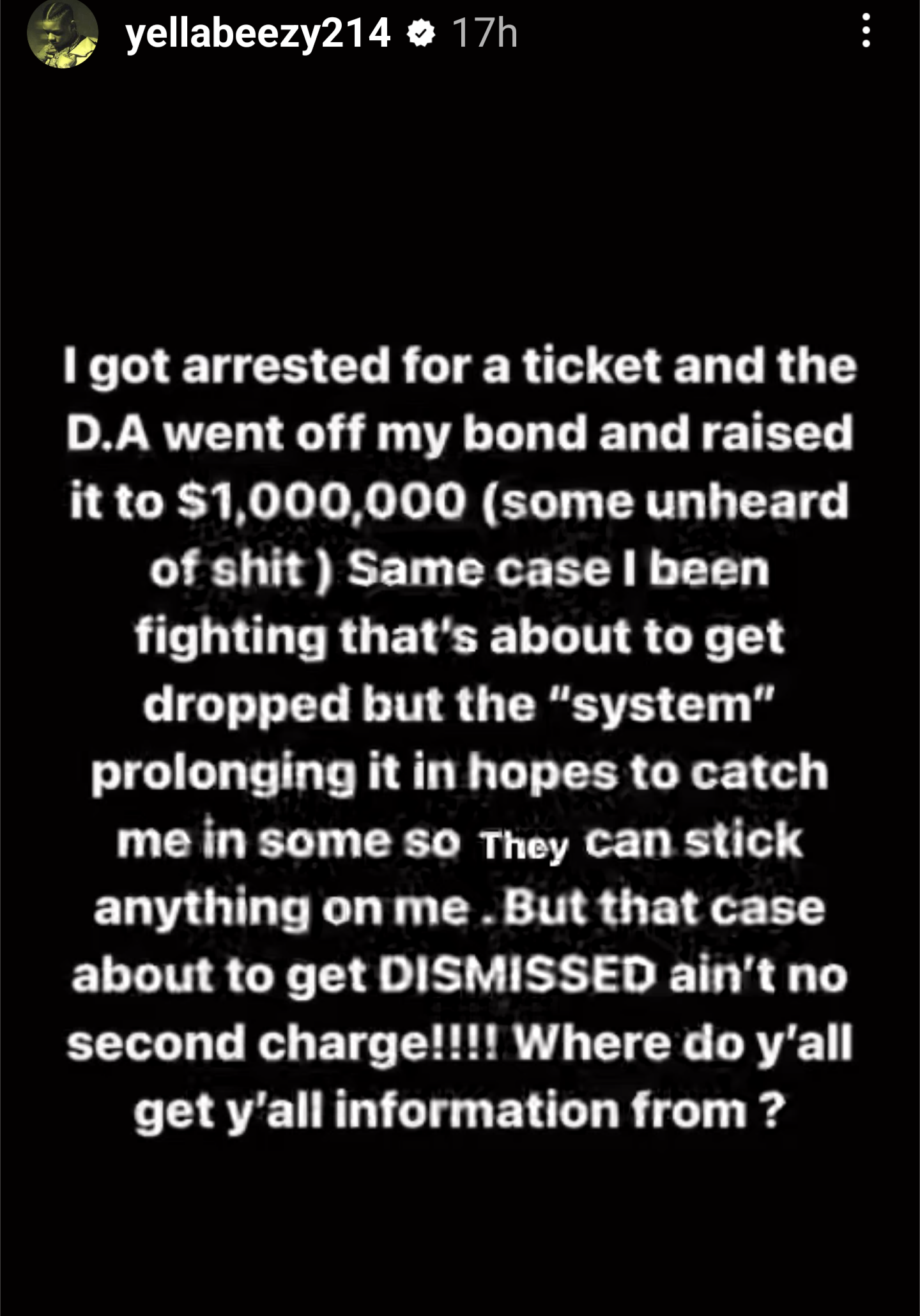 Yella Beezy Bond Set At $1 Million Over Ticket