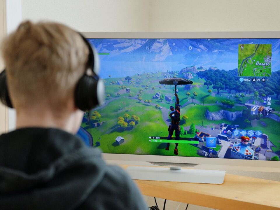 Boy playing Fortnite