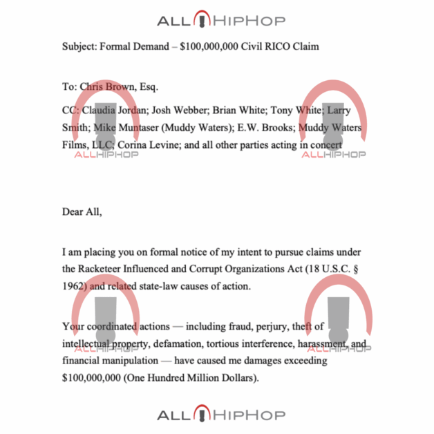Damon Dash Demand Letter to Christopher Brown (1)