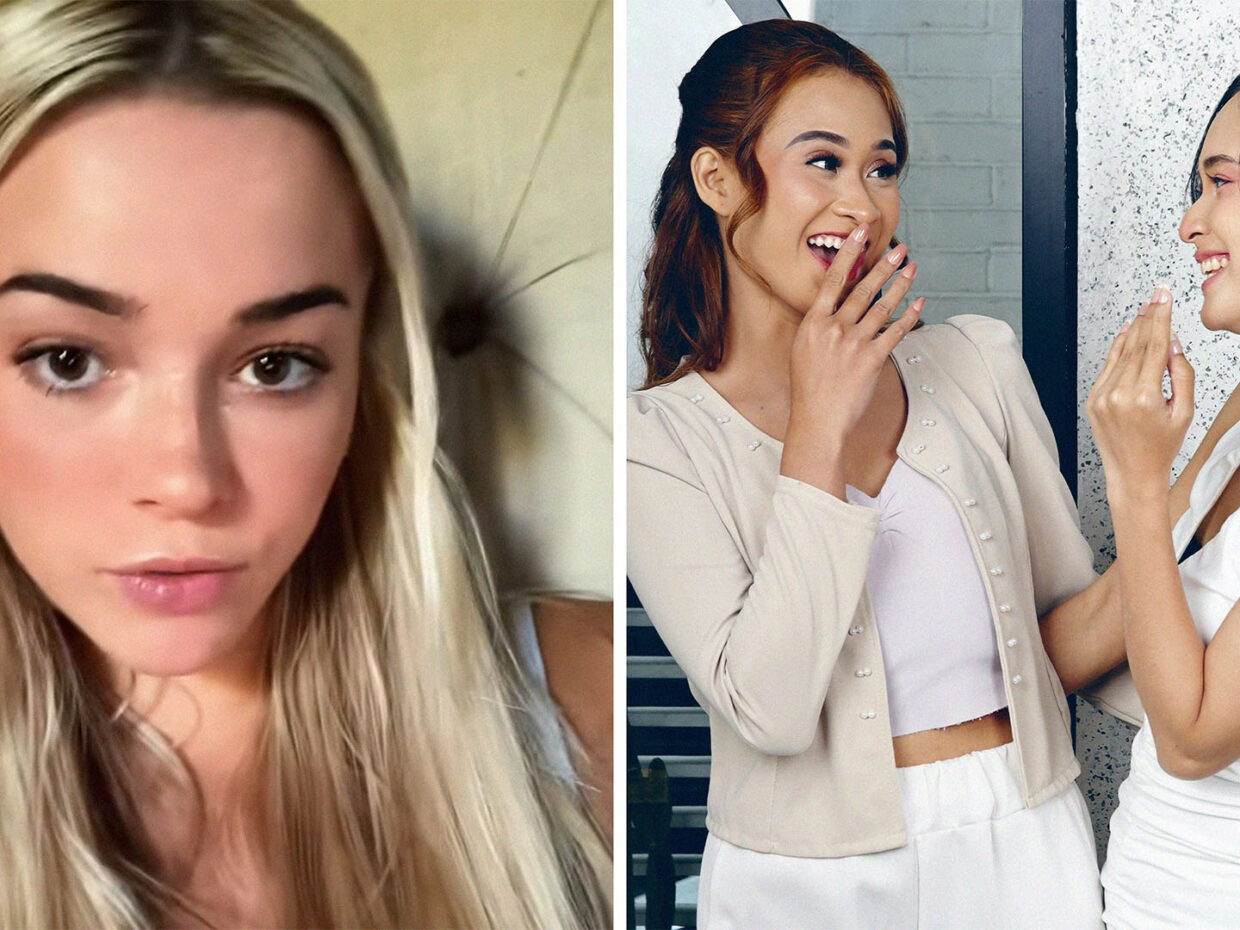 Livvy Dunne goes into bathroom stall at restaurant. Then she overhears 2 girls talking about her